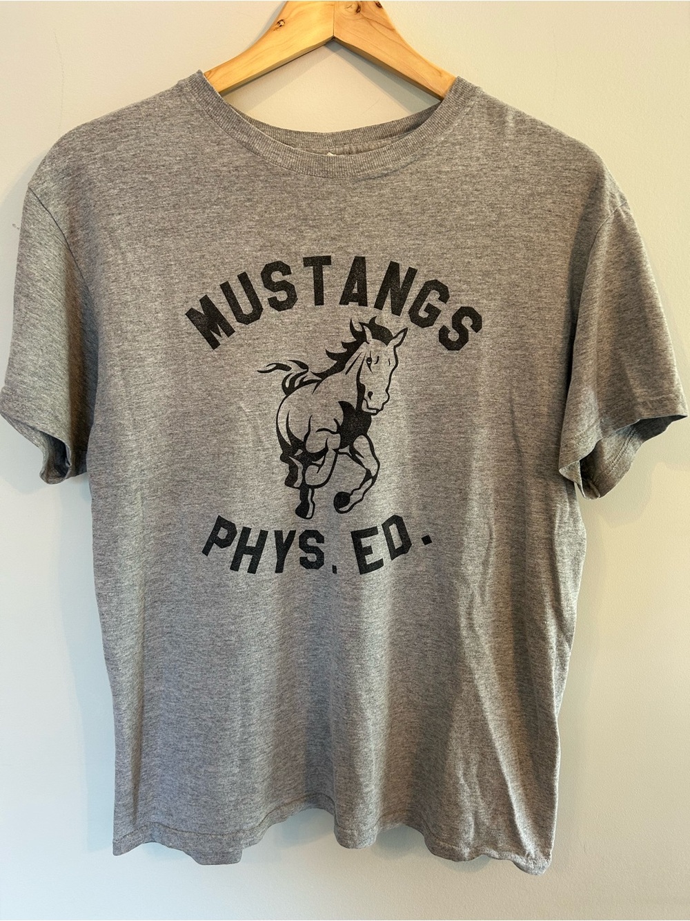 Vintage Mustangs Physical Education Collegiate Heather Gray Graphic Tee M